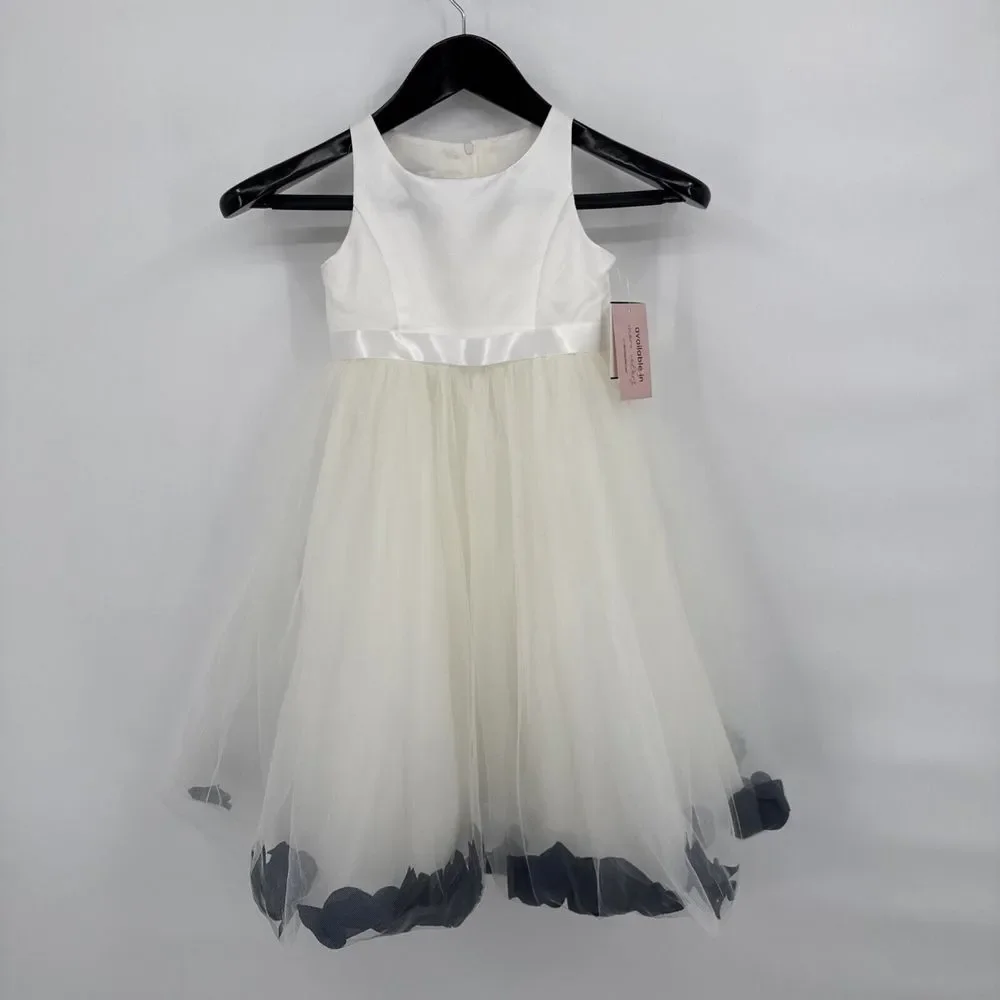 David's Bridal Flower Girl Dress Trapped Petals‎ Size 5 Wedding Navy Blue NWT - Picture 10 of 10